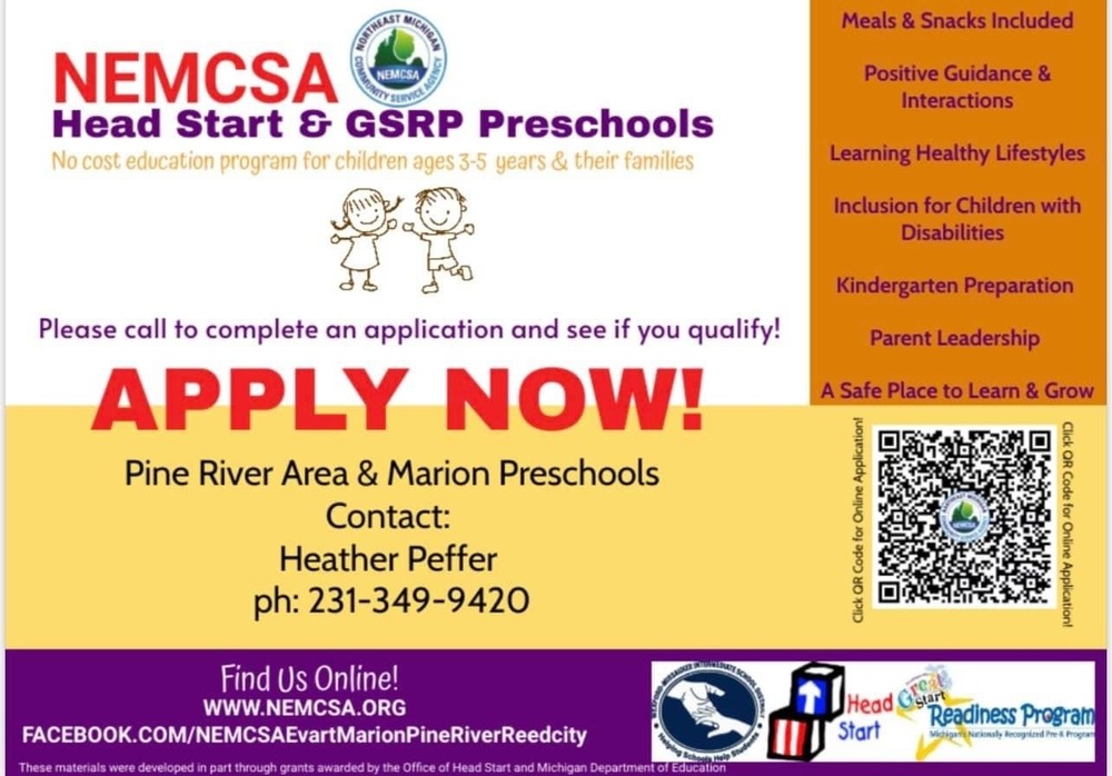 NEMCSA Head Start and GSRP Preschool Apply Now