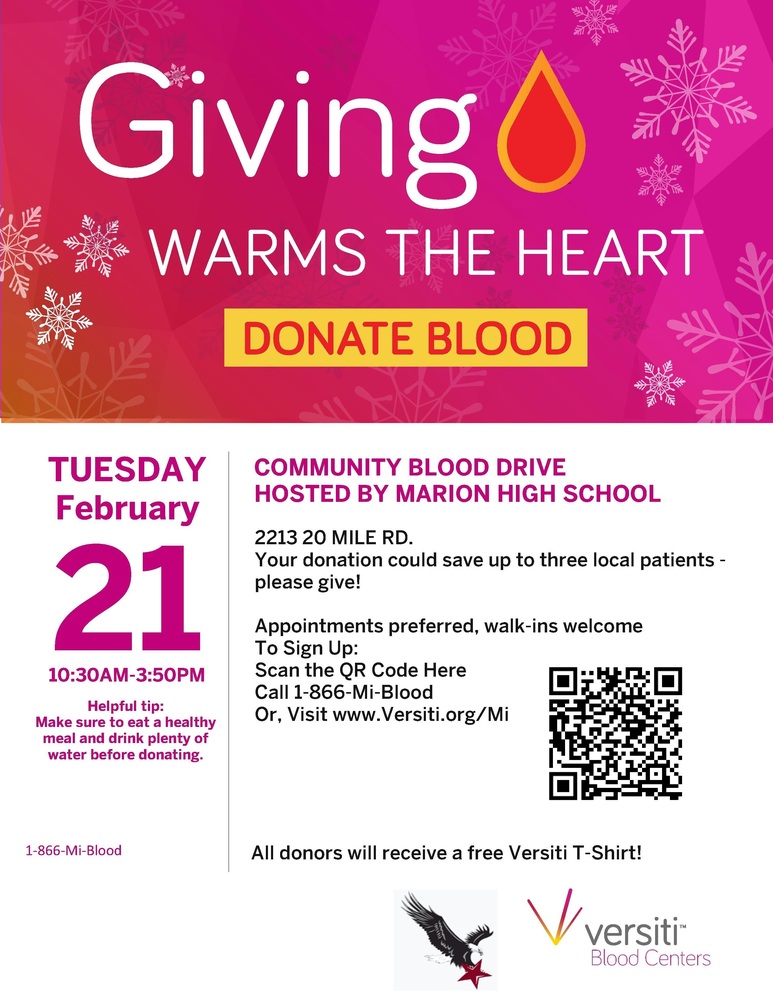 NHS Blood Drive February 21, 2023 Marion Public Schools