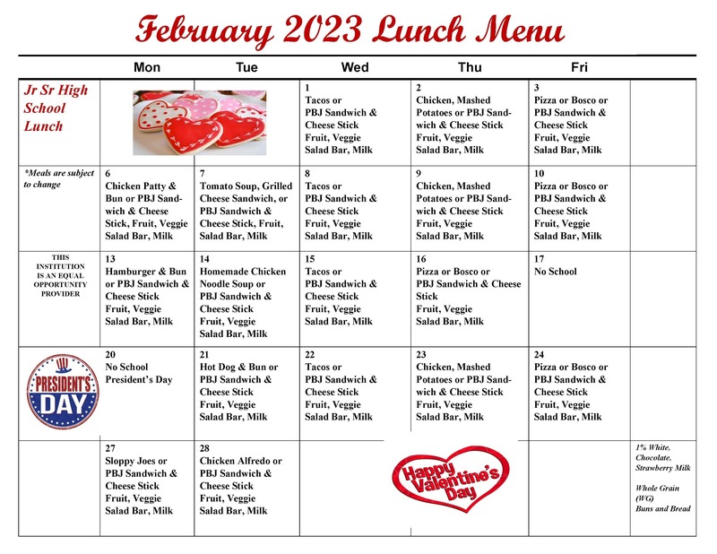 February 2023 Breakfast and Lunch Menus Marion Public Schools